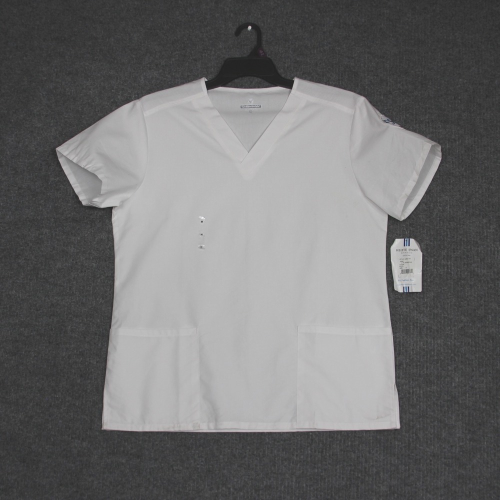 Lot of 3 White Swan Fundamentals Womens Scrub Top White‎ FSCJ College NWT